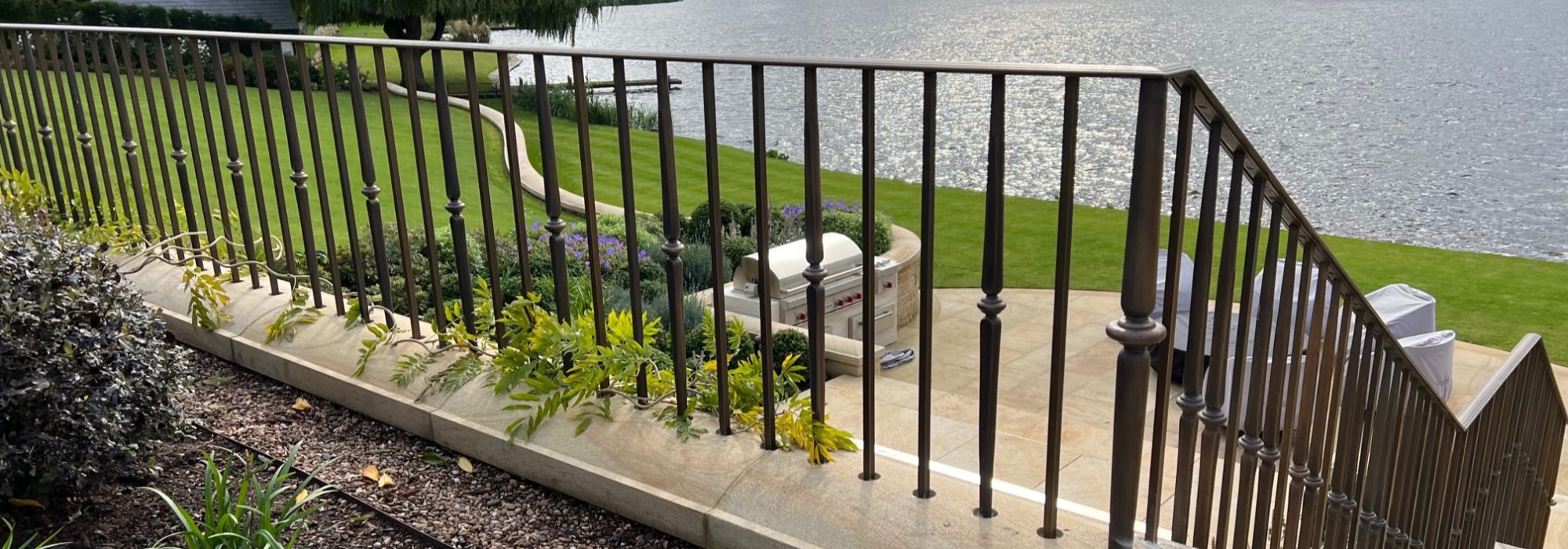 Photograph of newly manufactured metalwork railings work carried out by Calibre Metalwork.