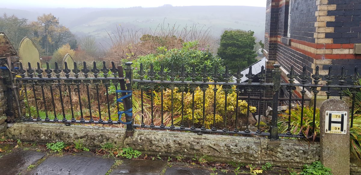 A photograph of the newly restored railings at Fernilee Methodist Church by Calibre Metalwork.