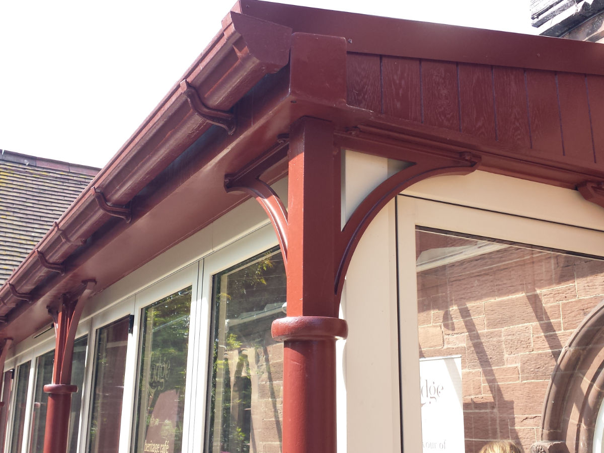 A photograph of cast iron columns and structural framework at the Park Keeper's Lodge, Chester by Calibre Metalwork..