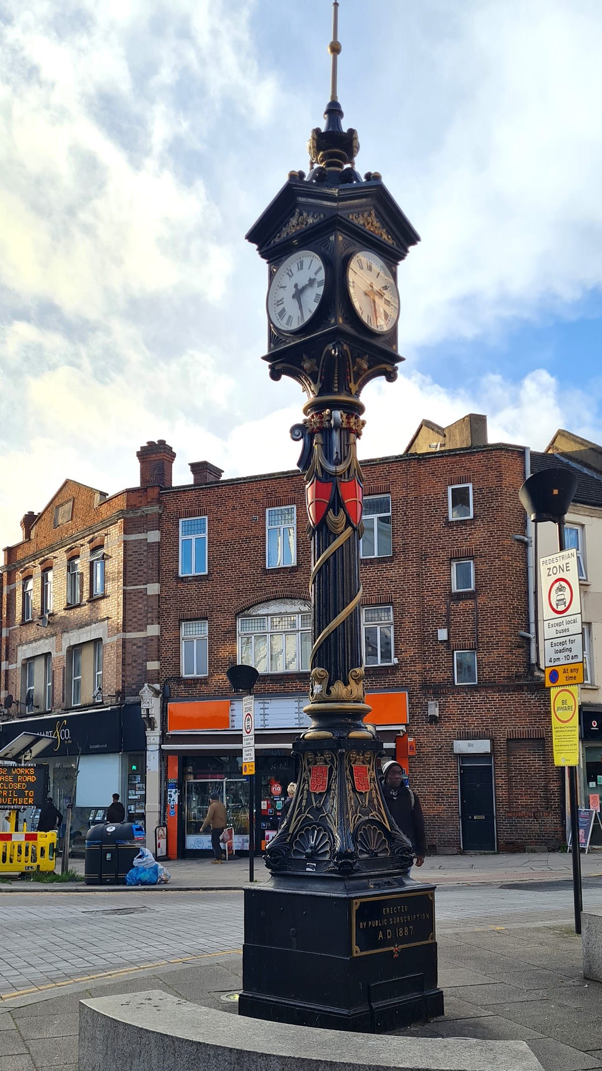 A photograph of replication work being carried out by Calibre Metalwork at Harlesden Clock.