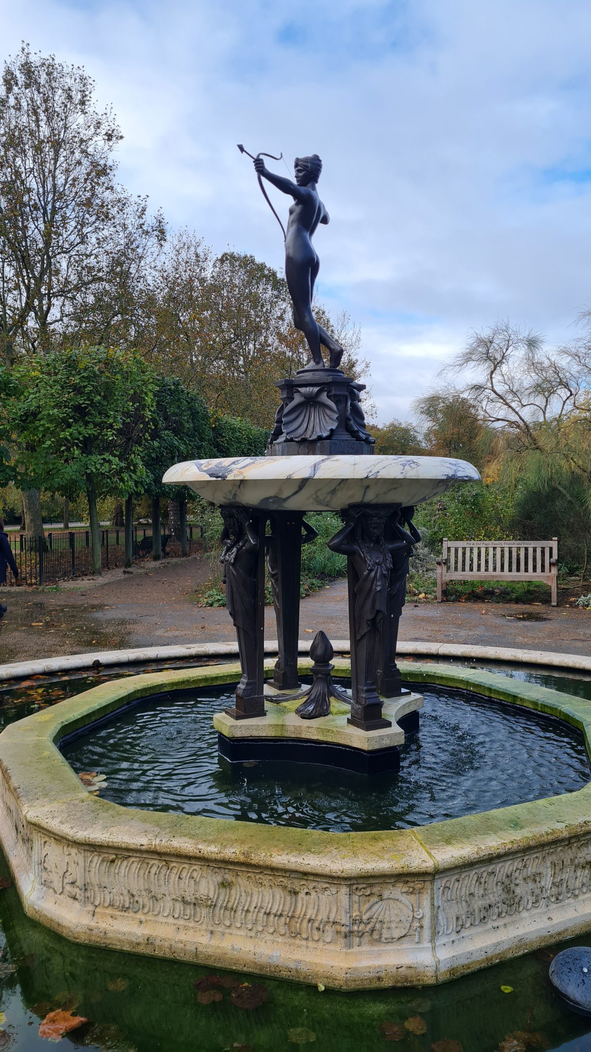 A photograph of the Diana The Huntress Fountain after the restoration by Calibre Metalwork.