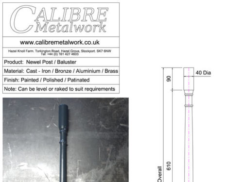 Cast Newel Post Baluster by Calibre Metalwork.