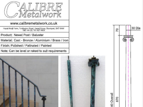 Cast Newel Post Baluster by Calibre Metalwork.