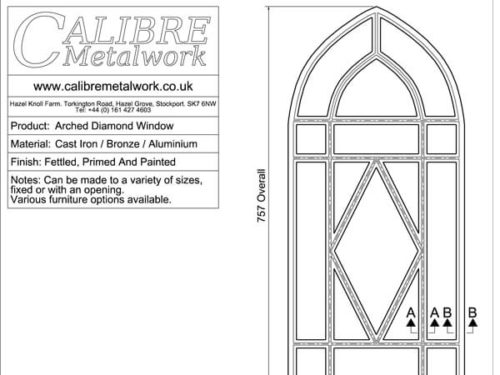 Arched Diamond Window by Calibre Metalwork.