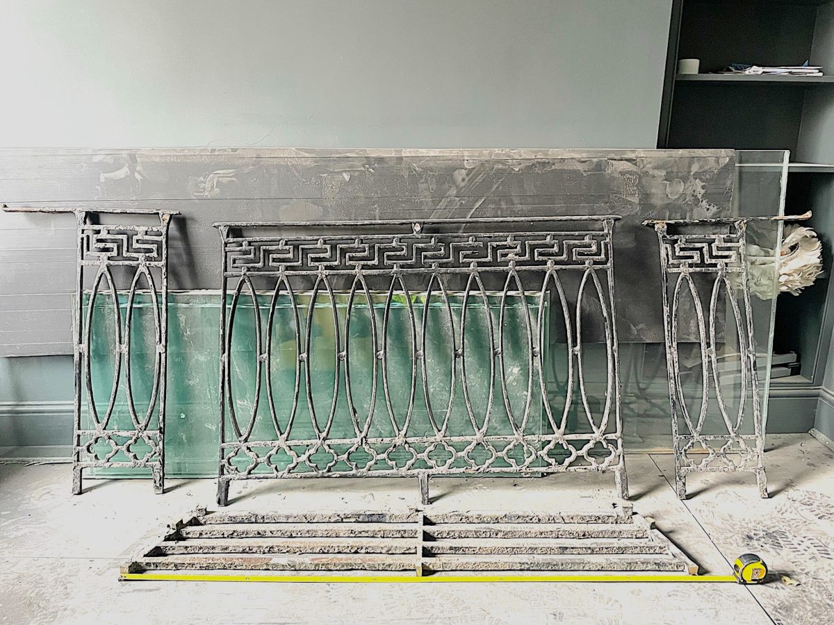 A photograph of replication work being carried out by Calibre Metalwork on a Juliet Balcony in Islington.