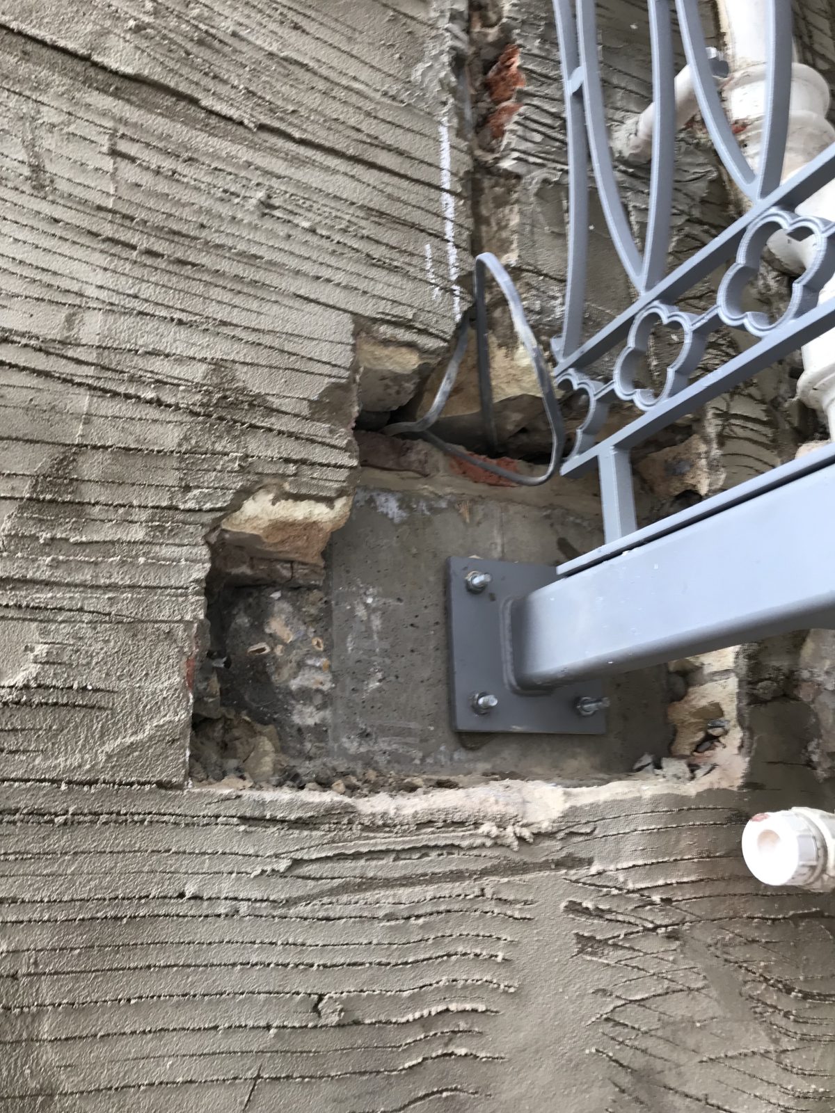 A photograph of replication work being carried out by Calibre Metalwork on a Juliet Balcony in Islington.